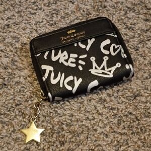 Juicy Couture Black and White Wallet with Gold Star Charm